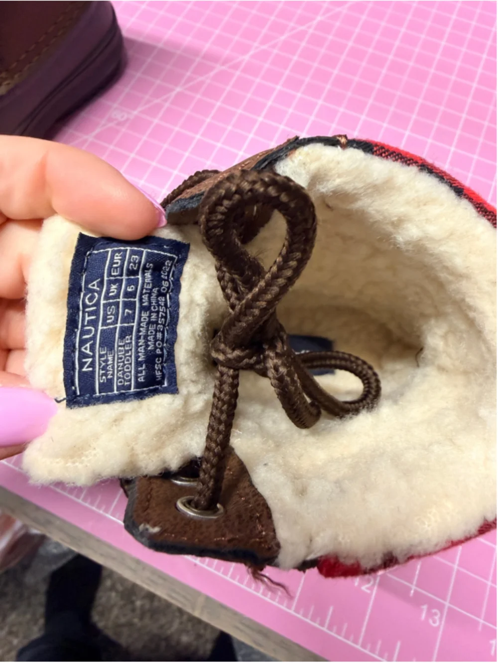 Baby Nautica Boots Size 7 Brown Red Plaid Booties Child - Picture 4 of 5